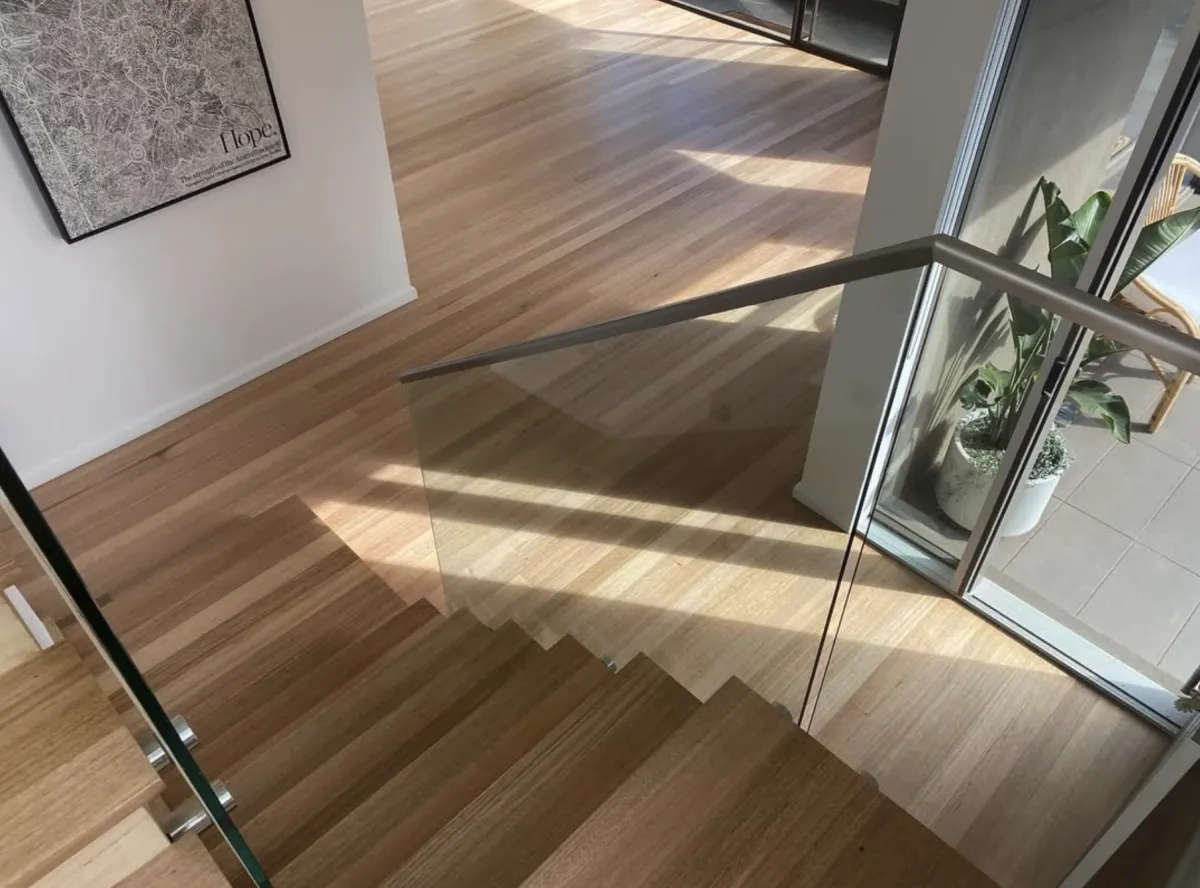 Timber staircase and flooring detail